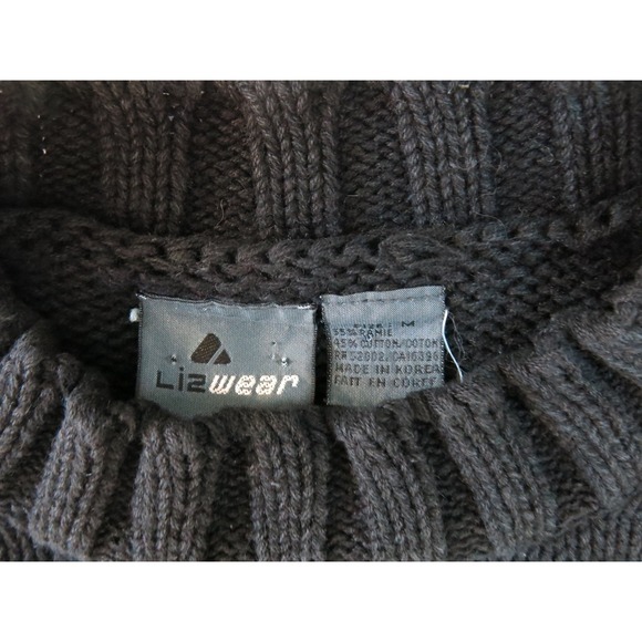 Vtg Liz Wear Embroidered Boxy Crop Sweater Knit Grunge Indie 90s Y2K Cotton - Picture 8 of 8